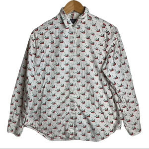 Vintage Bay Club Geese Wearing Scarfs Printed Button Front Shirt Size  14